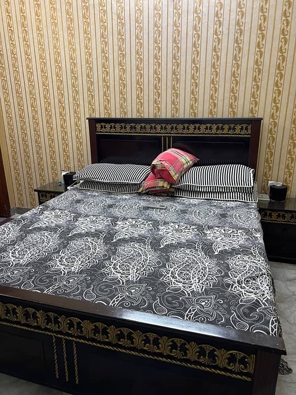 pure wooden bed with mattress available at reasonable price 5