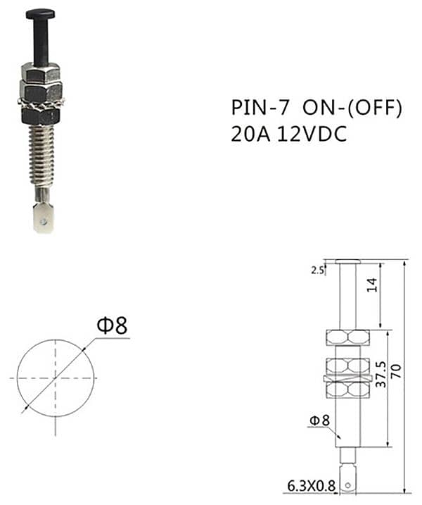 Bonnet / Trunk door Pin Switch Auto Trunk Adjustable Alarm Security 5