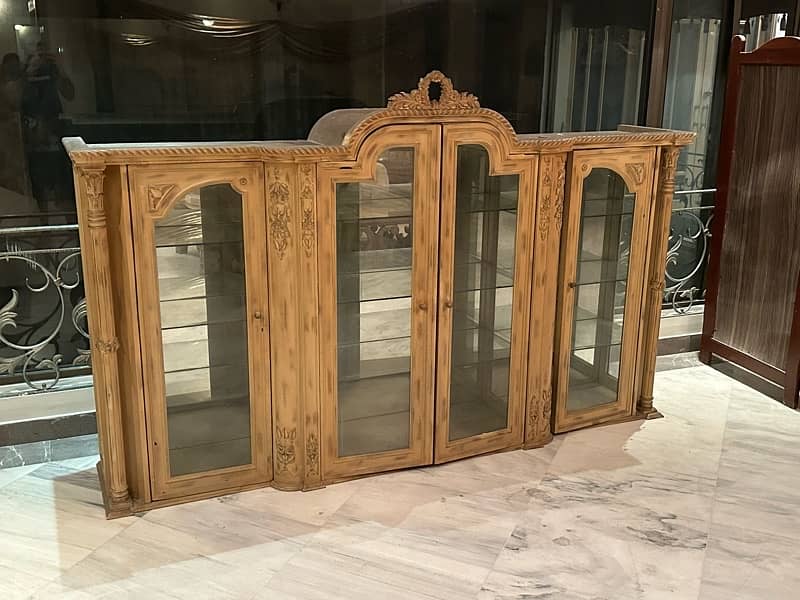 Antique Wooden Glass Display Cabinet 0