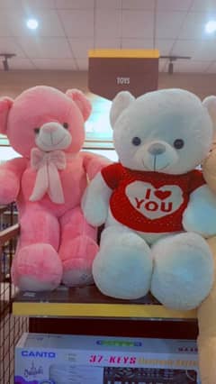 Pink & white teddy bear sale