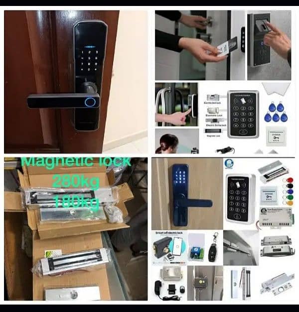 smart handle fingerprint electric door lock tuya access control system 0