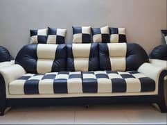 7 Seater Premium Quality Spring Sofa Set of 4 Black and White color