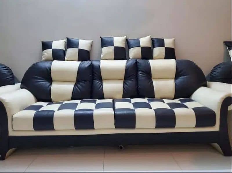 Premium Quality Spring Sofa Set of 4 Black and White color 0