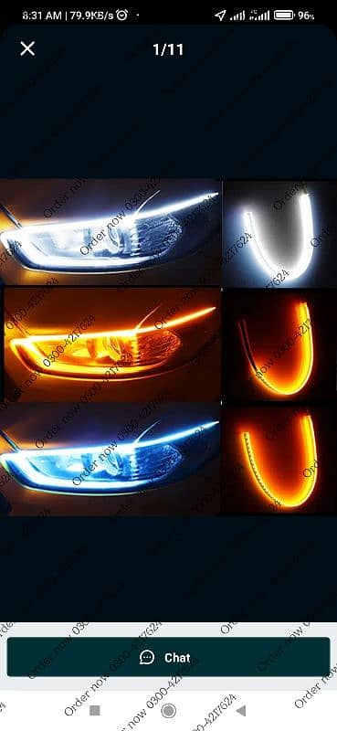 Cars Turn Signal DRL Daytime Running Light Lens 8LED Headlamps P 1