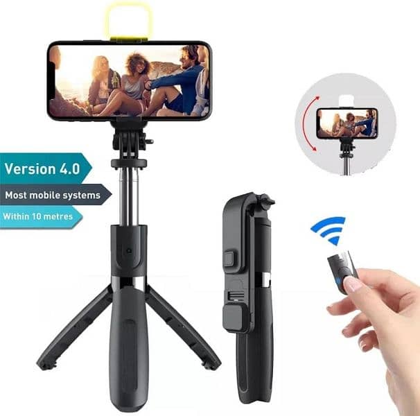 Selfie Stick With LED Light Mini Tripod Stand 0