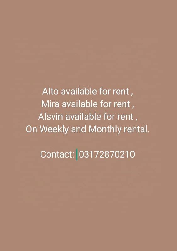 Alto , mira for rent 0