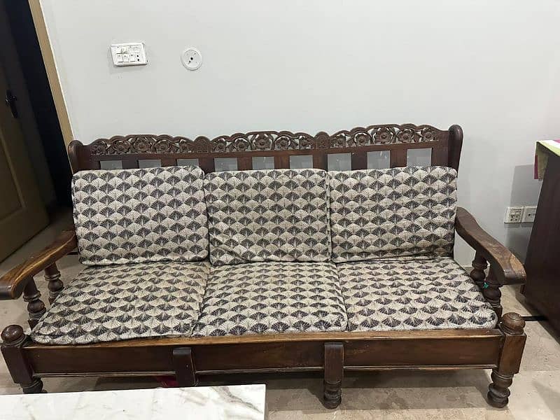 3 Plus 2 wooden sofa set 0