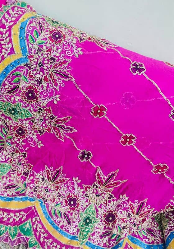 Bridal fuchsia Pink base/Multi colour Lehnga Vintage for Barat/Mehndi 1