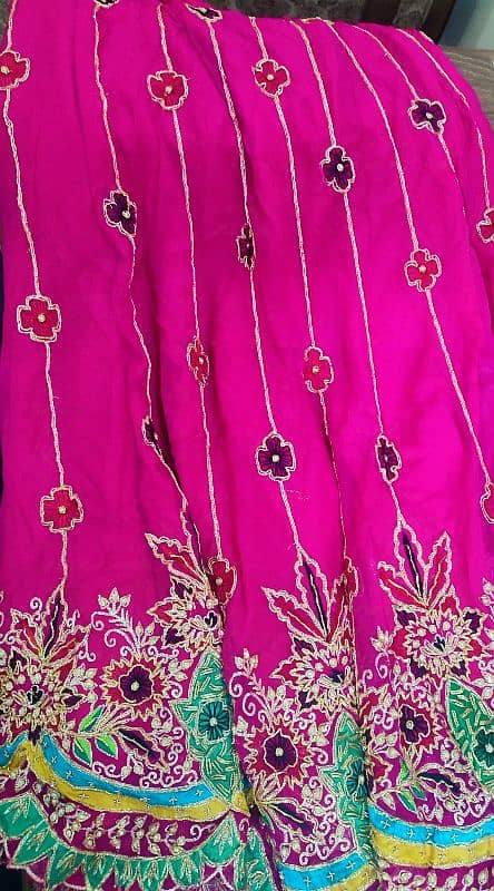 Bridal fuchsia Pink base/Multi colour Lehnga Vintage for Barat/Mehndi 3