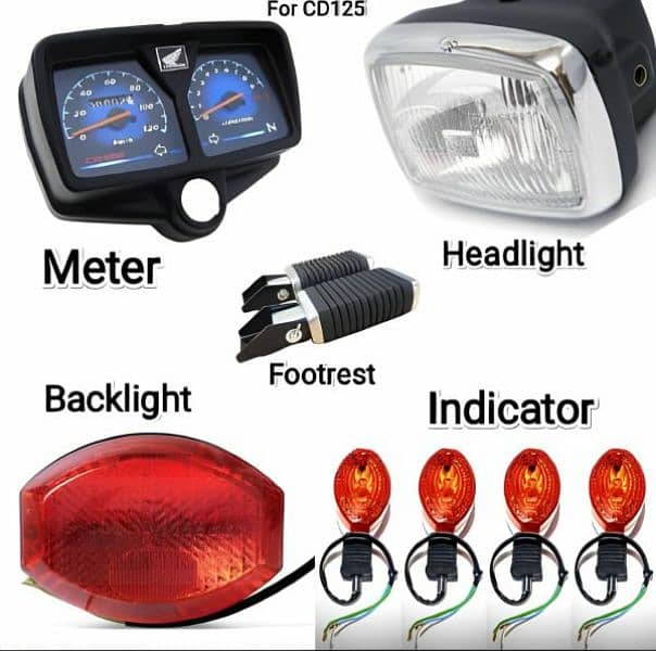 Cd125 Bike Parts Set / meter,headlight,backlight,indicators,footrest 0