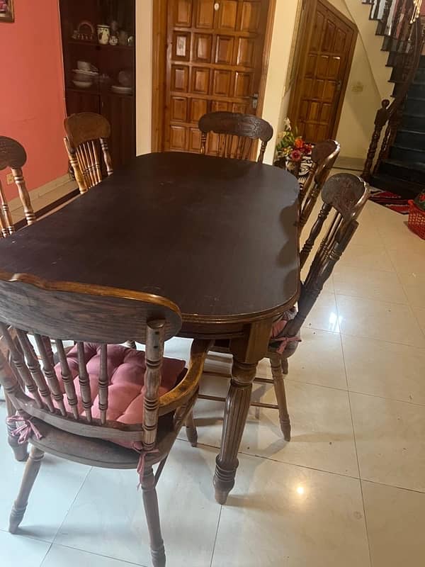 Solid wood dining table with 6 chairs 4