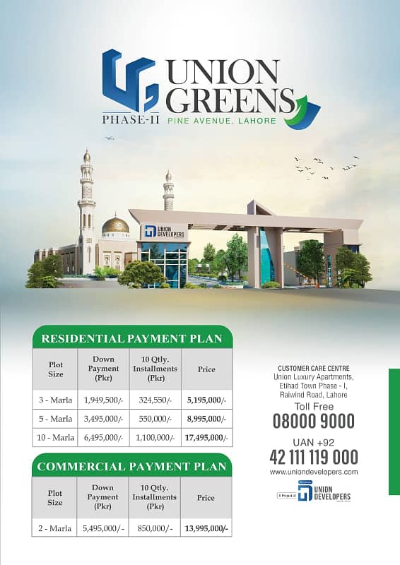 3 Marla Res, On Ground Plot for Sale Union Greens Phase-2, Pine Avenue, Lahore. 0