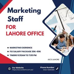 we are Hiring Male marketing Staff For Lahore office 0