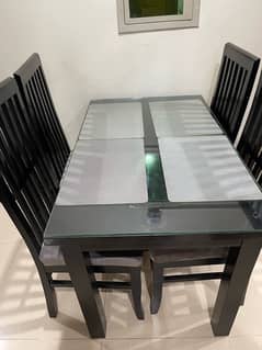 Dining Table With 4 Chairs & Extra Glass Top Cover