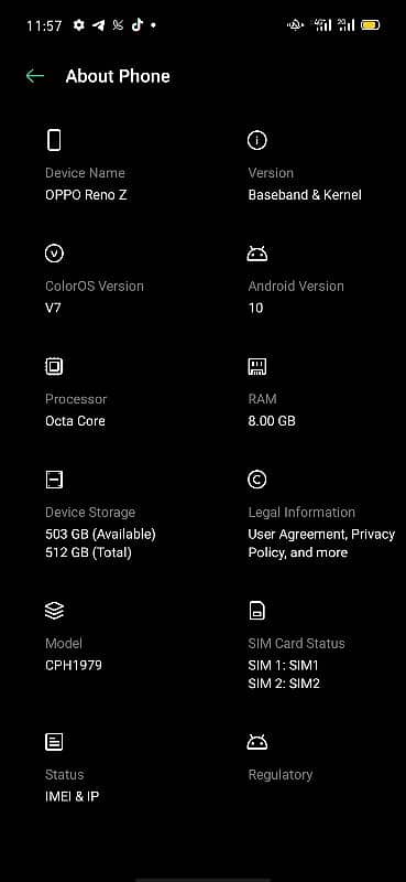 oppo Reno z 8gb ram 512gb storage 2