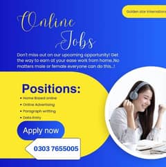 online jobs/full time/part time/simple typing jobs for boys and girls