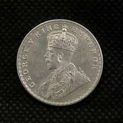 One Rupee India 1917 Silver Coin George V King Emperor