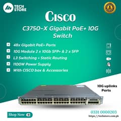 Cisco C3750-X 48 Port Gigabit PoE+10G | 10G Uplinks Ports(With Box)