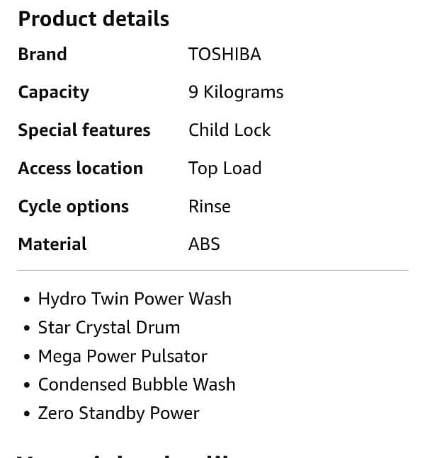 Toshiba Fully automatic washing machine 9