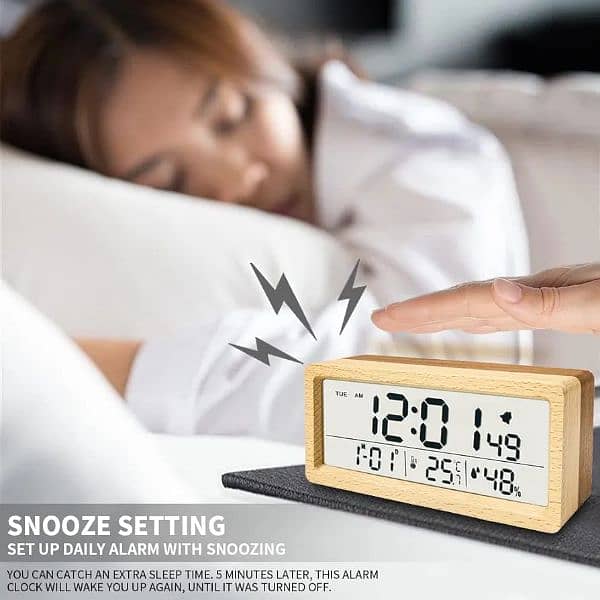 Wooden Battery Operated Digital Alarm Clock Amazon Brand 2