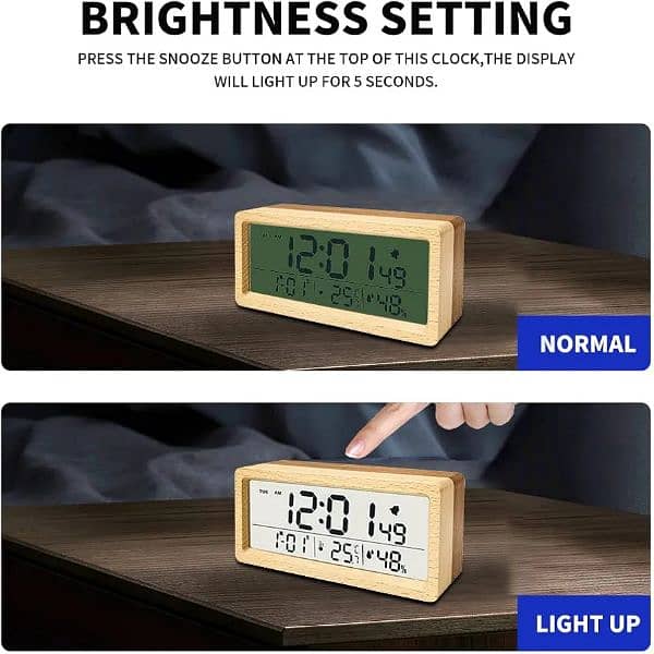 Wooden Battery Operated Digital Alarm Clock Amazon Brand 3