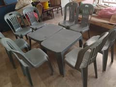 Dining plastic chairs with Table . 2 Sets of 4.