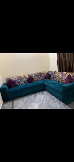 velvet 6seatr l shaped sofa