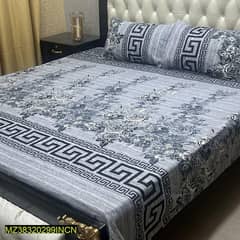 3pcs crystal cotton printed doubal king size Bedsheet