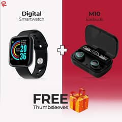 Digital smart watch with M10 Earbuds