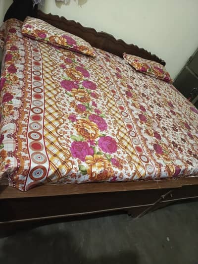 old real wood single beds pair