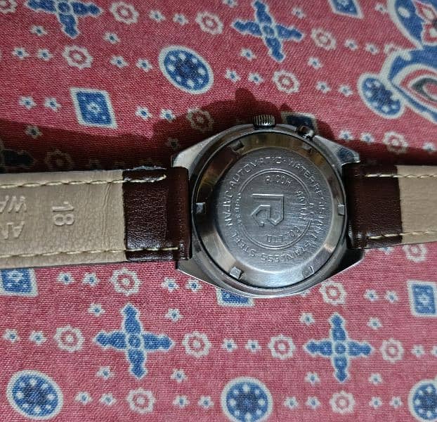 RARE VINTAGE BROWN DIAL 38MM RICOH JAPAN 21J MENS AUTOMATIC WRISTWATCH 2