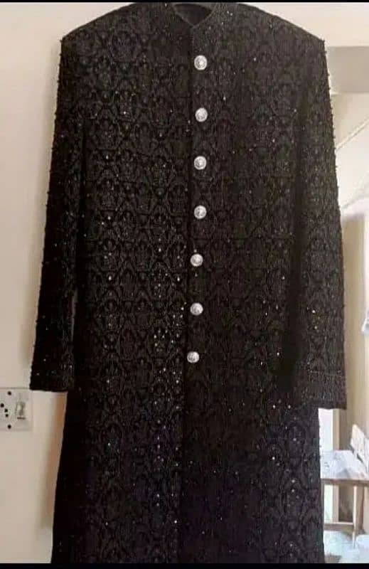 black colour sherwani with mehroon kula 0