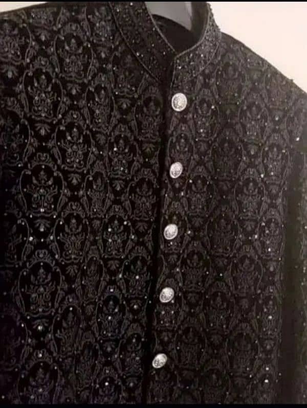 black colour sherwani with mehroon kula 1