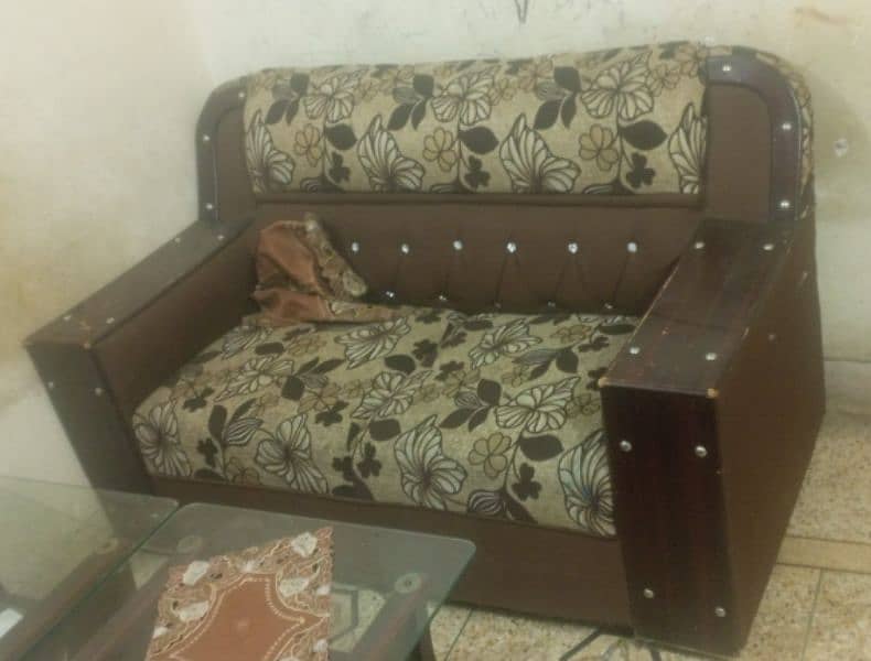 full sofa set with glass table for sale 1