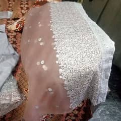 bridal maxi walima silver and pink colour