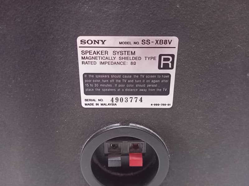 SONY MODEL NO SS- XB8V SPEAKER SYSTEM MADE IN MALAYSIA 3