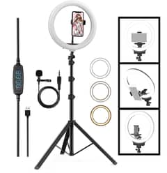 26 CM ring light with stand, lavalier mic free combo deal