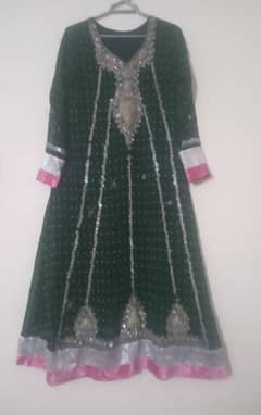 Bottle green chiffon frock 03329837358 0