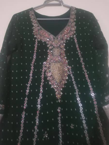 Bottle green chiffon frock 03329837358 1