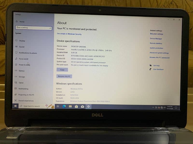 Dell i5 4th gen 8gb Ram 128 GB SSD Windows 10 7