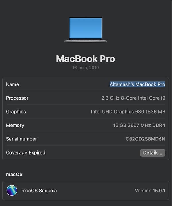 Apple MacBook Pro 2019 Core i9 16Gb/1TB 6