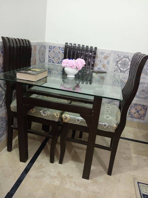 wooden Dining table with 4 chairs 0