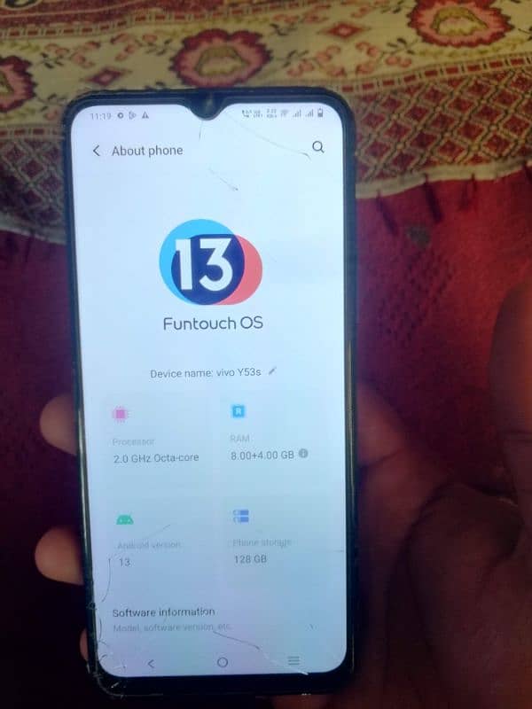 Vivo y53s 8,128.10,9 working okay 8