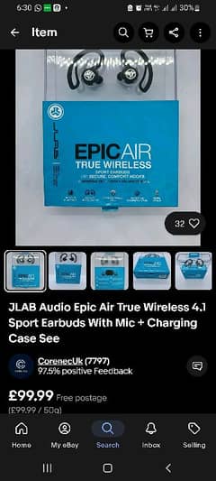 American orignal JLAB Epic Air True Wireless 4.1 Sport Earbud With Mic