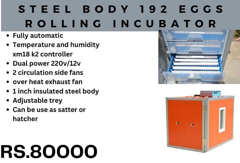 New arrival and quality eggs incubators available starting from 8 eggs 16