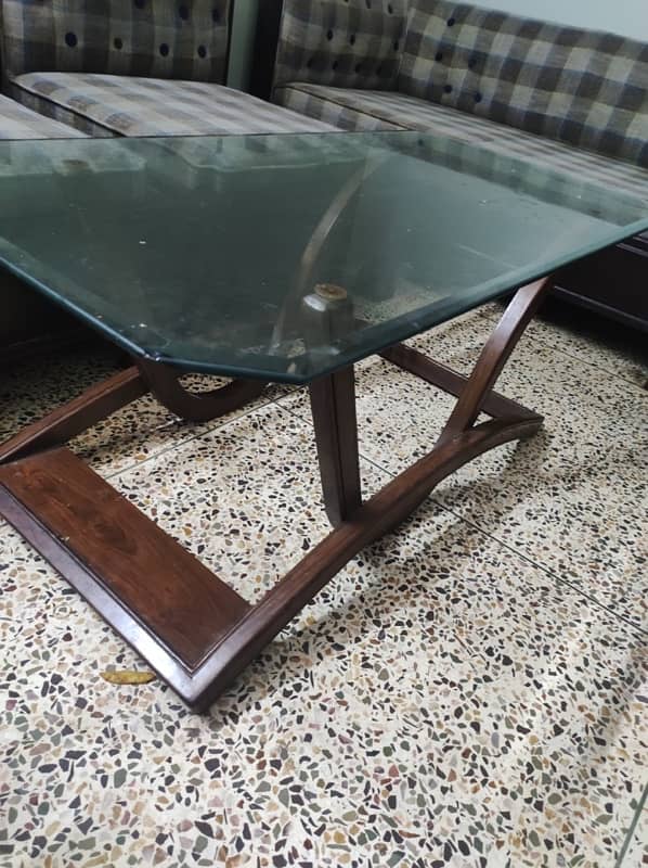 Sheesham Wooden Center table & 2 Side Tables With Top Glass 3