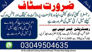 Lahore jobs available for fresh candidates/ male and female