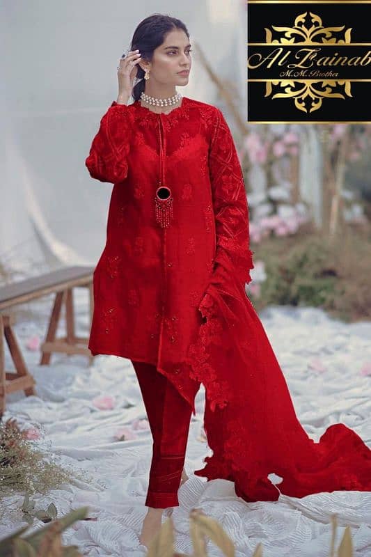 Zainab Salman collection organza embroidery suit 0