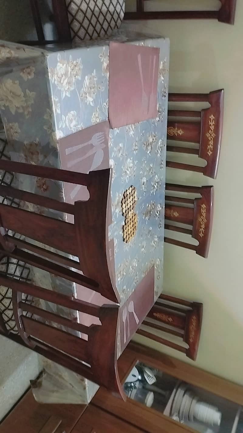 Dinning table with chairs. lamp frame wall clock curtains 3