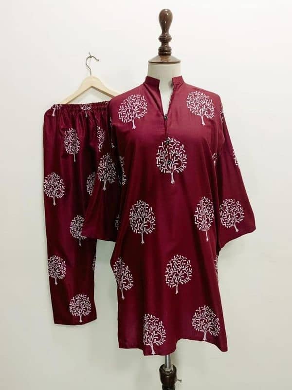 2pc women's stitched printed linen shirt 3